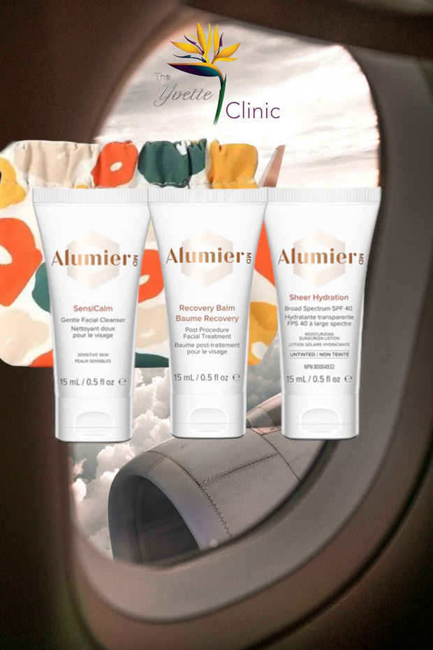 AlumierMD The Yvette Clinic Travel Kit (Sensicalm cleanser, recovery balm, sheer hydration SPF40 and travel bag)